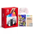 thumbnail image 1 of 2022 New Nintendo Switch OLED Model White Joy Con 64GB Console with Splatoon 3 Game, Improved HD Screen & LAN-Port Dock, Mytrix Sakura Pink Wireless Pro Controller and Accessories, 1 of 7