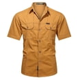 thumbnail image 1 of 2022 New Summer Denim Short Sleeve Men Shirts 100% Cotton Army Military Casual Shirts Outdoor Hiking Fishing Clothing Plus Size, 1 of 6