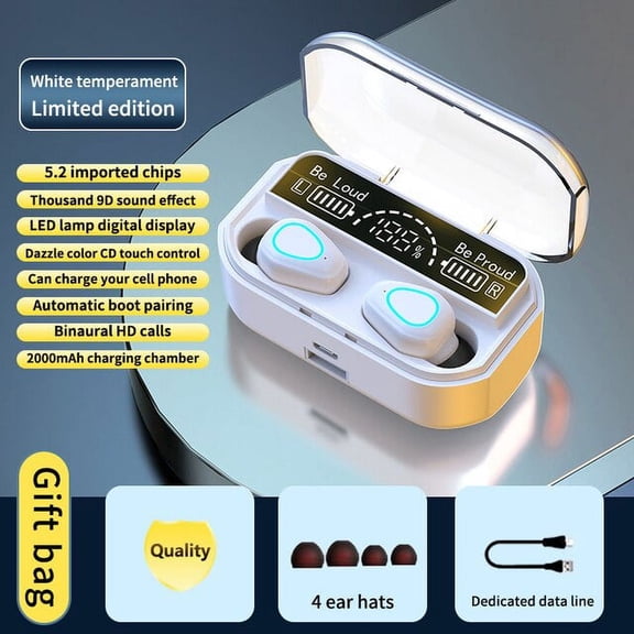 2022 New Tws Wireless Bluetooth 5.2 Headphone Stereo Sports Waterproof Earhook Earphones With Microphone 3500mah Charging Box - Earphones & Headphones