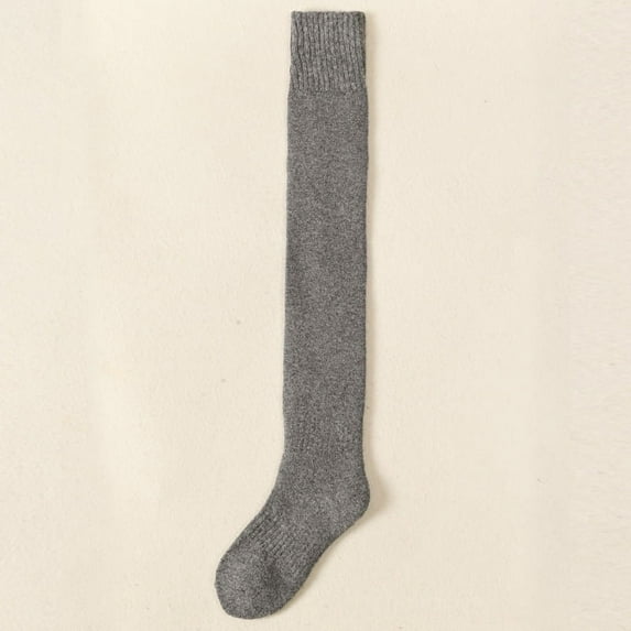 2022 New Women Longer Stockings Knee Thigh Socks Solid Color Padded Terry Autumn And Winter Warm Wool Knee Socks