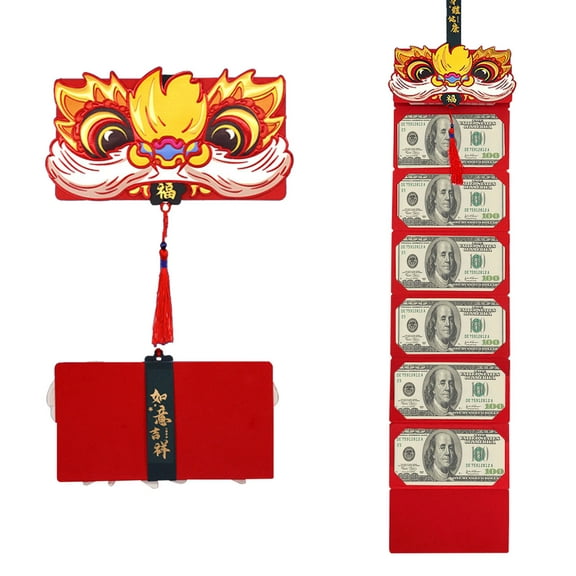 2022 New Year Folding Red Envelope with Golden Foil Stamping, Large Capacity for Cash & Cards, Traditional Chinese Blessing Design for Lunar New Year, Birthday, Business Gifts, 20 x 9 cm