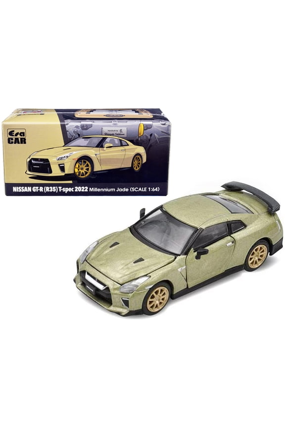 2022 Nissan GT-R (R35) T-Spec RHD (Right Hand Drive) Millenium Jade Metallic 1/64 Diecast Model Car by Era Car