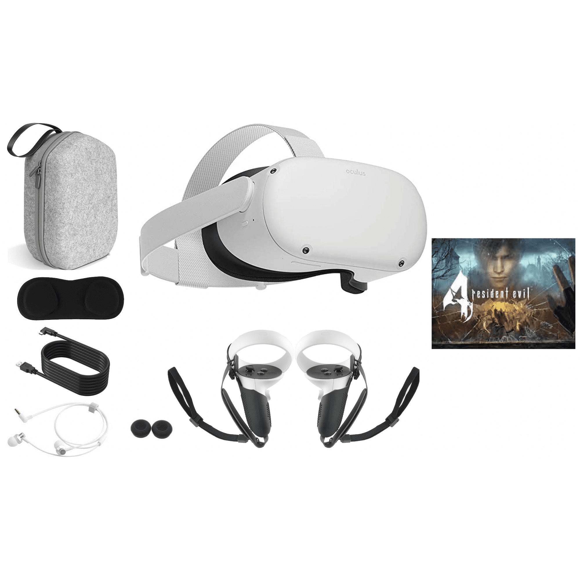 2022 Oculus Quest 2 All-In-One VR Headset, 128GB SSD, Holiday Family Gaming  Bundle: Resident Evil 4 , Marxsol Carrying Case, Earphone, Link Cable,