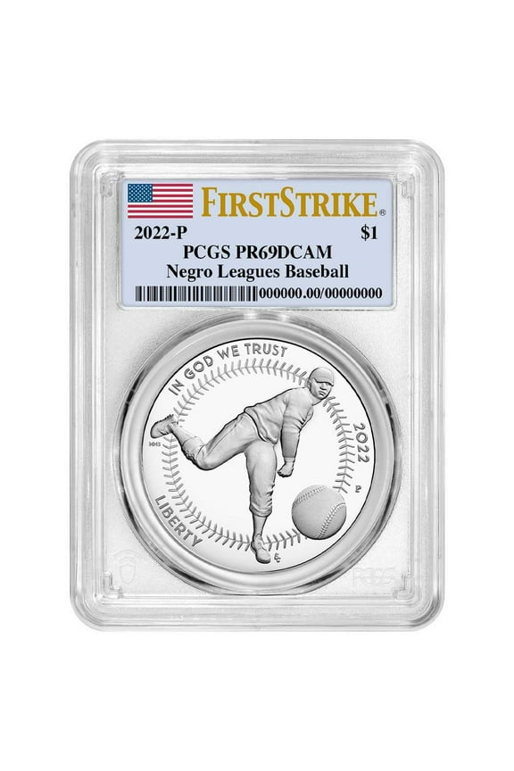 2022-P Proof $1 Negro Leagues Baseball Silver Dollar PCGS PR69DCAM FS Flag Label