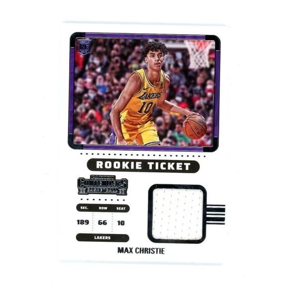 2022 PANINI CONTENDERS ROOKIE TICKET SWATCHES #27 MAX CHRISTIE RELIC LOS ANGELES LAKERS