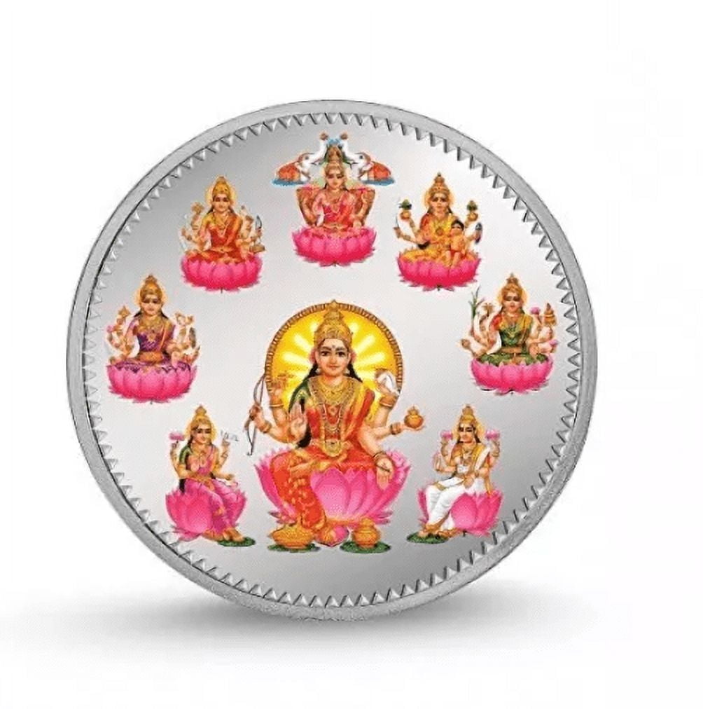 2022 Pamp Mmtc Astha Laxmi 20 Gram Colorized Silver Coin - In Capsule / Box