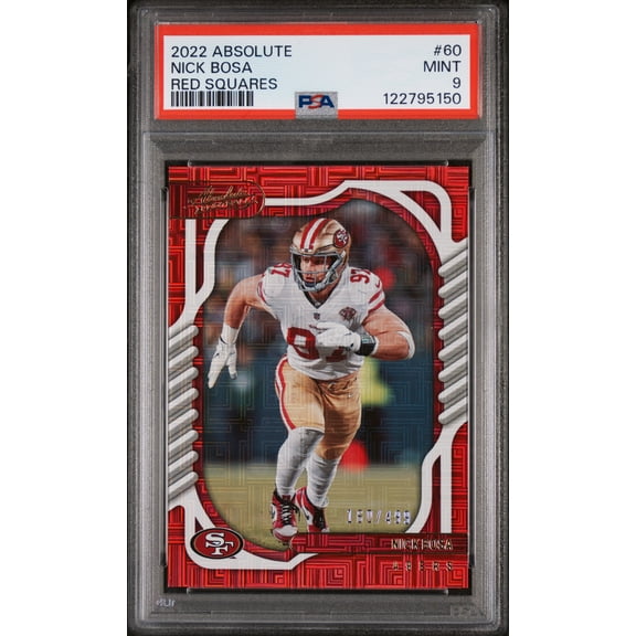 2022 Panini Absolute Football Red Squares Nick Bosa #60 /499 PSA 9