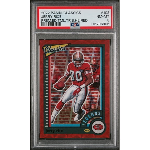 2022 Panini Classics Timeless Tributes H2 Red Jerry Rice #108 /35 PSA 8
