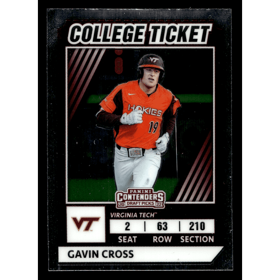 2022 Panini Contenders Draft Picks College Ticket Gavin Cross Virginia Tech Hokies Baseball Trading Card CTO-2