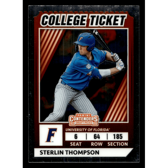 2022 Panini Contenders Draft Picks College Ticket Sterlin Thompson Florida Gators NCAA Baseball Trading Card CTO-16