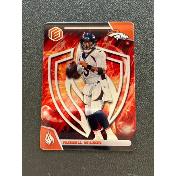 2022 Panini Elements Russell Wilson Denver Broncos Football Card Hard Signed Near Mint
