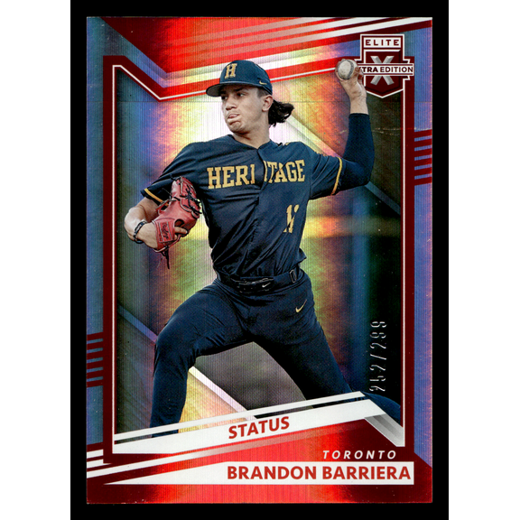 2022 Panini Elite Extra Edition Brandon Barriera #23 Status Red /299 Baseball Trading Card