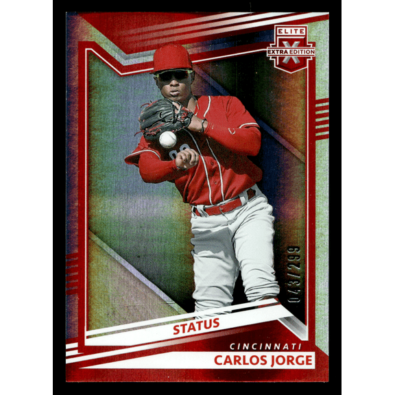 2022 Panini Elite Extra Edition Carlos Jorge Status #105 Rookie MLB Baseball Trading Card /299 Cincinnati Reds