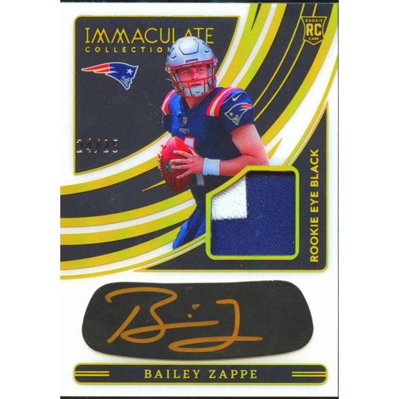 2022 Panini Immaculate Collection Bailey Zappe Trading Card Rookie Eye Black Patch Auto /25 New England Patriots