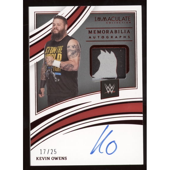 2022 Panini Immaculate Collection WWE Kevin Owens #MA-KOW /25 Autograph Memorabilia Raw WWE Autographed Wrestling Trading Card