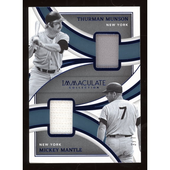 2022 Panini Immaculate Mickey Mantle Thurman Munson #LDM-TM /7 Dual Jersey Patch
