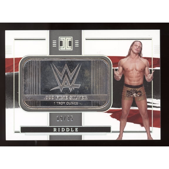 2022 Panini Impeccable WWE Riddle #25 /35 1 Troy Ounce .999 Fine Silver Bar Raw WWE Wrestling Trading Card