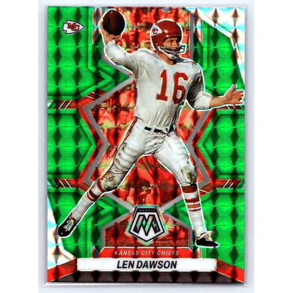 2022 Panini Mosaic Len Dawson Kansas City Chiefs Mosaic Green #237 Football Card