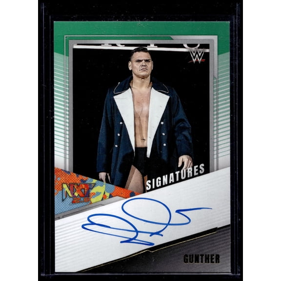 2022 Panini NXT WWE Signatures Gunther NXT 2.0 Green Auto #NS-GTH Trading Card