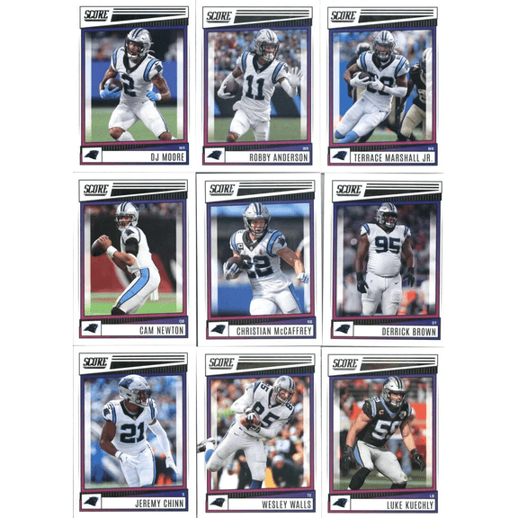 2022 Panini Score Carolina Panthers Base No SP Veteran Team Set of 9 Cards: DJ Moore(#45), Robbie Anderson(#46), Terrace All Cards Pack Fresh, Hand Co
