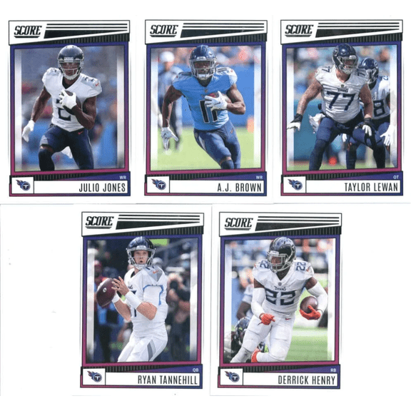 2022 Panini Score Tennessee Titans Base No SP Veteran Team Set of 10 Cards: Julio Jones(#27), A.J. Brown(#28), Taylor Le All Cards Pack Fresh, Hand Co