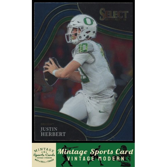 2022 Panini Select Draft Picks Justin Herbert #135 Blue Field Level