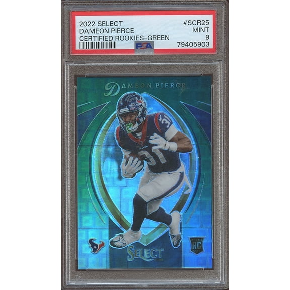 2022 Panini Select Select Certified Rookies Dameon Pierce #SCR25 Green Prizm Rookie PSA 9
