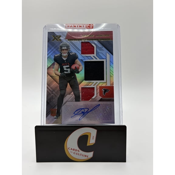 2022 Panini XR Drake London #207 /99 Triple Patch RC Atlanta Falcons NFL Autographed Football Trading Card