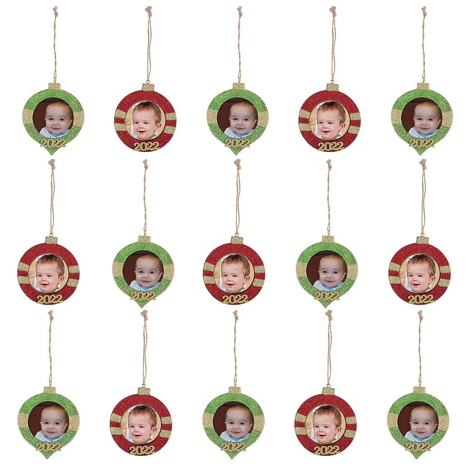 2022 Picture Frame Wooden Christmas Ornaments Bulk 48 Pc