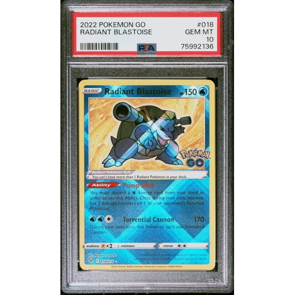 2022 Pokemon Go Radiant Blastoise PSA 10 #018