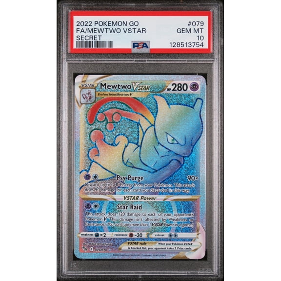 2022 Pokemon Go Secret Rare Mewtwo Vstar #79 PSA 10