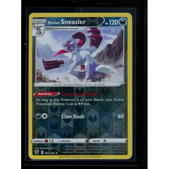2022 Pokemon Hisuian Sneasler Reverse Holo #093/189 Near Mint Trading Card
