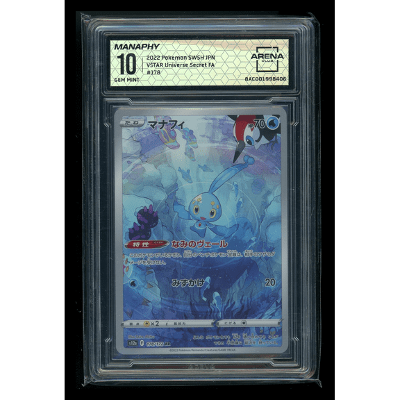 Graded 2022 Pokemon SWSH VSTAR Universe Manaphy Japanese #178/172 Arena Club 10 Trading Card