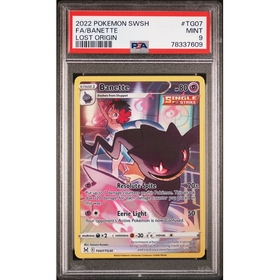 2022 Pokemon Sword & Shield Lost Origin Banette Holo Full Art PSA 9 #TG07