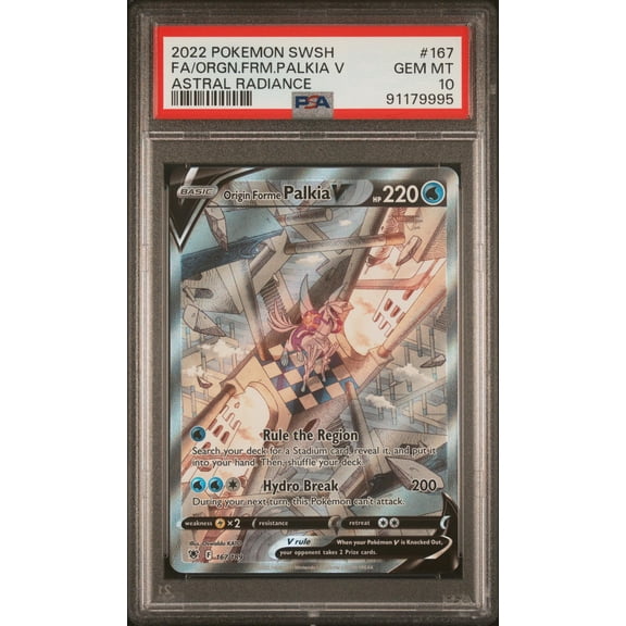 2022 Pokemon Sword and Shield Astral Radiance Origin Forme Palkia V #167 /189 PSA 10