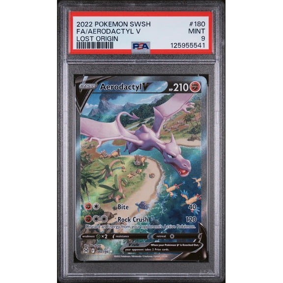 2022 Pokemon Sword and Shield Lost Origin Aerodactyl V #180 PSA 9