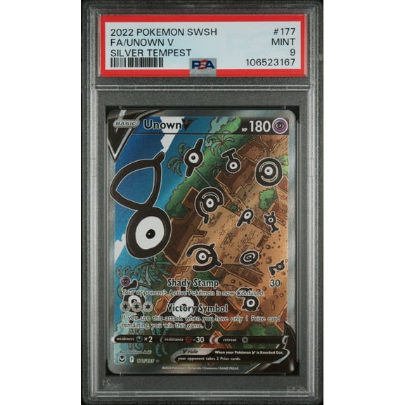 2022 Pokemon Sword and Shield Silver Tempest Unown V #177 PSA 9