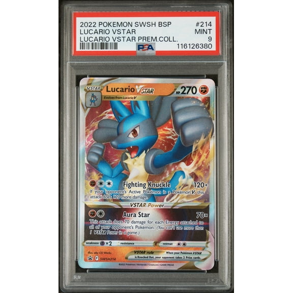 2022 Pokemon Swsh Black Star Promo Lucario VSTAR Lucario VSTAR Prem.Coll. PSA 9 #214