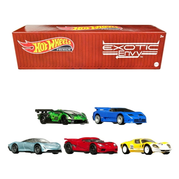 2022 Premium Car Culture Mix 4 "Exotic Envy" 5 piece Set with Container "Car Culture" Series Diecast Model Cars by Hot Wheels