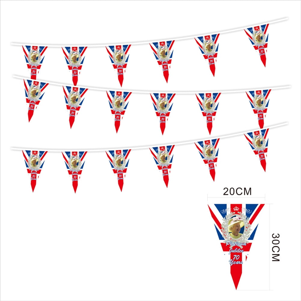 2022 Queen Elizabeth II Platinums Jubilee String Flag Triangle Square ...