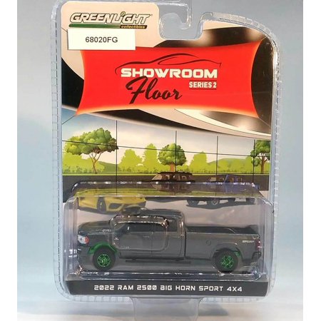 2022 Ram 2500 Big Horn Sport in Granite Crystal Metallic *RARE GREEN WHEELS in 1:64 scale