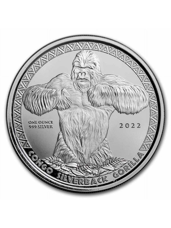 2022 Republic of Congo 1 oz Silver Silverback Gorilla (Prooflike)