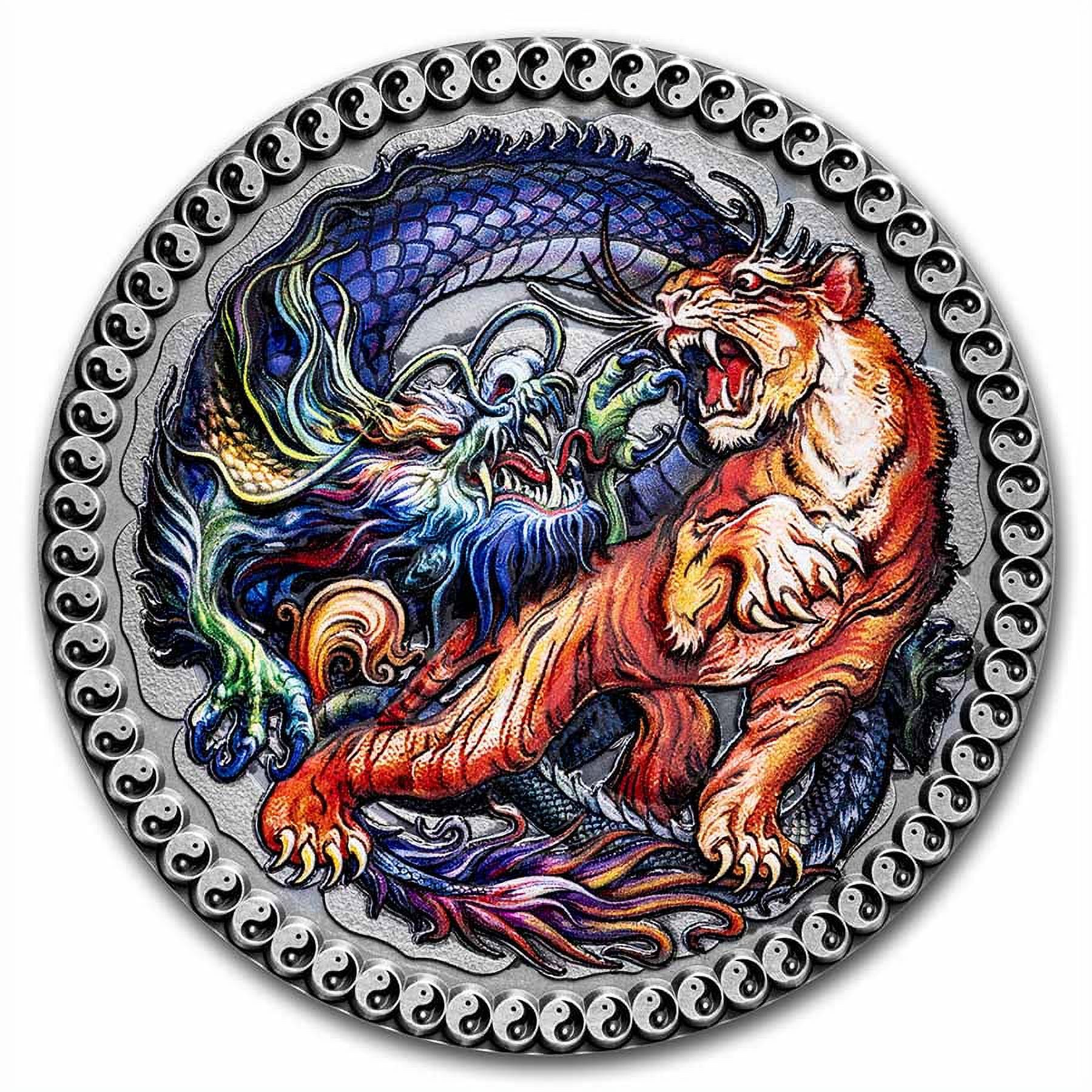 2022 Republic of Ghana 50 gram Silver Tiger and Dragon