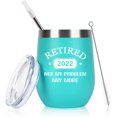 thumbnail image 1 of 2022 Retirement Gifts for Women, Retired 2022 Not My Problem Stainless Steel Wine Tumbler, Retirement Gifts for Women Her Office Friends Coworkers Colleague Sister Teacher Mom Grandma(12oz, Mint), 1 of 6