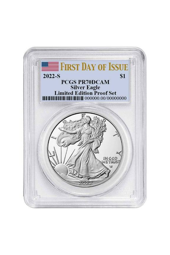 2022-S Limited Edition Silver Proof Set $1 American Silver Eagle PCGS PR70DCAM FDOI Flag Label