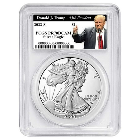 2022-S Proof $1 American Silver Eagle PCGS PR70DCAM Trump 45th President Label