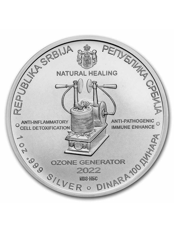 2022 Serbia 1 oz Silver 100 Dinar Nikola Tesla: Ozone Generator