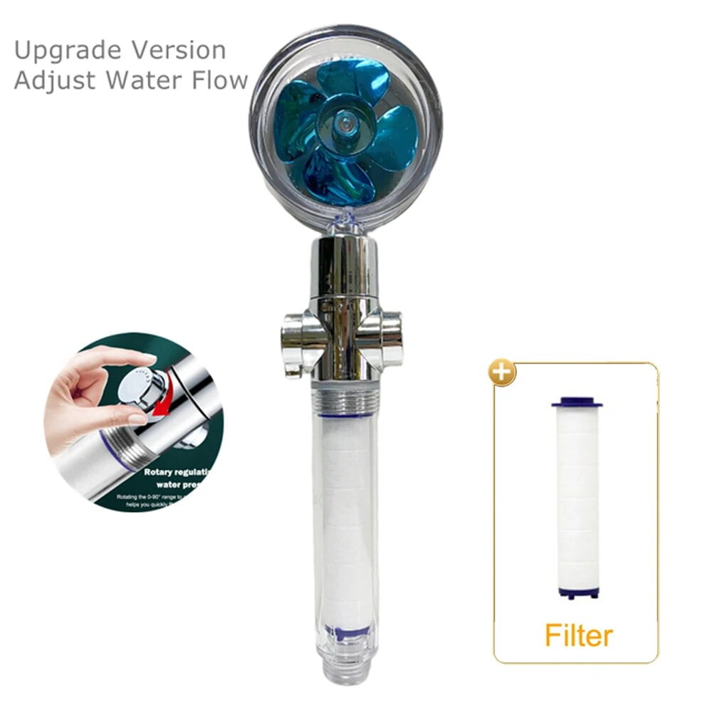 2022 Shower Head Water Saving Flow 360 Degrees Rotating With Small Fan