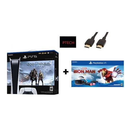 2022 Sony Holiday Bundle: PlayStation_PS5 Gaming Console (Digital Version) with God of War (GOW) Ragnarök + PlayStation_VR Marvel’s Iron Man VR_Bundle