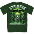 thumbnail image 1 of Hot Leathers SPB1003 2022 Sturgis Motorcycle Rally No.1 Design Skull Riders T-Shirt - Forest Green - Medium, 1 of 5